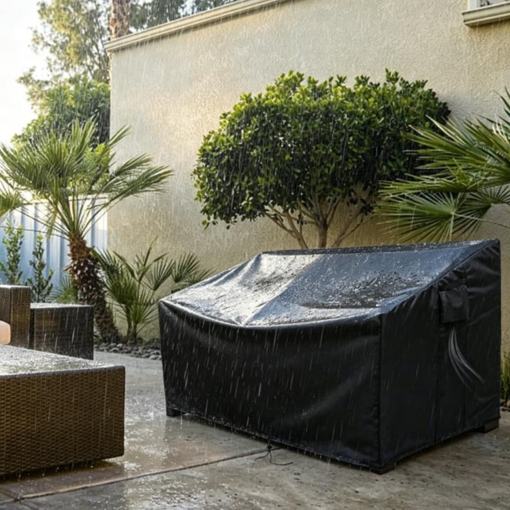 Outdoor Furniture Cover Waterproof - Robuste Gartenmöbel-Abdeckung Wasserdichter Outdoor-Sofa-Überzug Schwarze 210D
