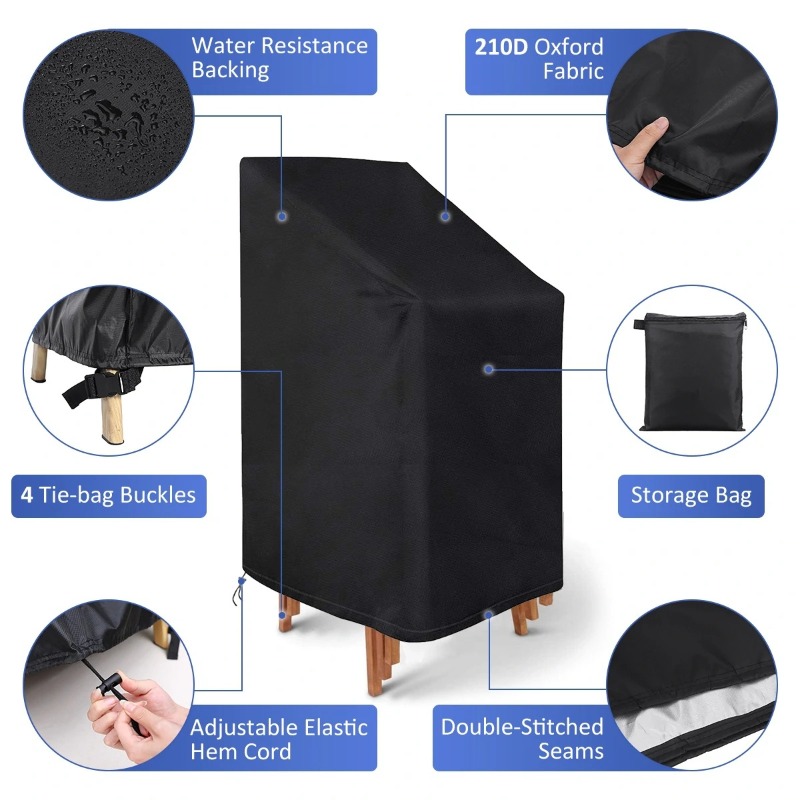 Outdoor Furniture Cover Waterproof - 1/2/PCS Staubabdeckung für Stapelstühle, wasserdicht, staubdicht,