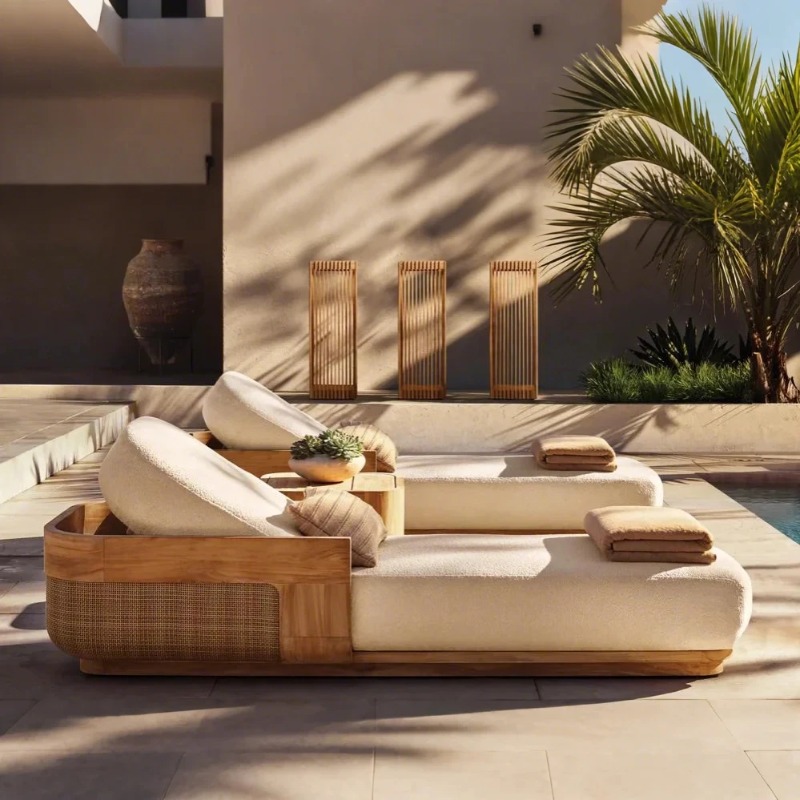 Outdoor Furniture Teak Wood - Sonnenliege & Tagesbett-Set aus Teakholz und