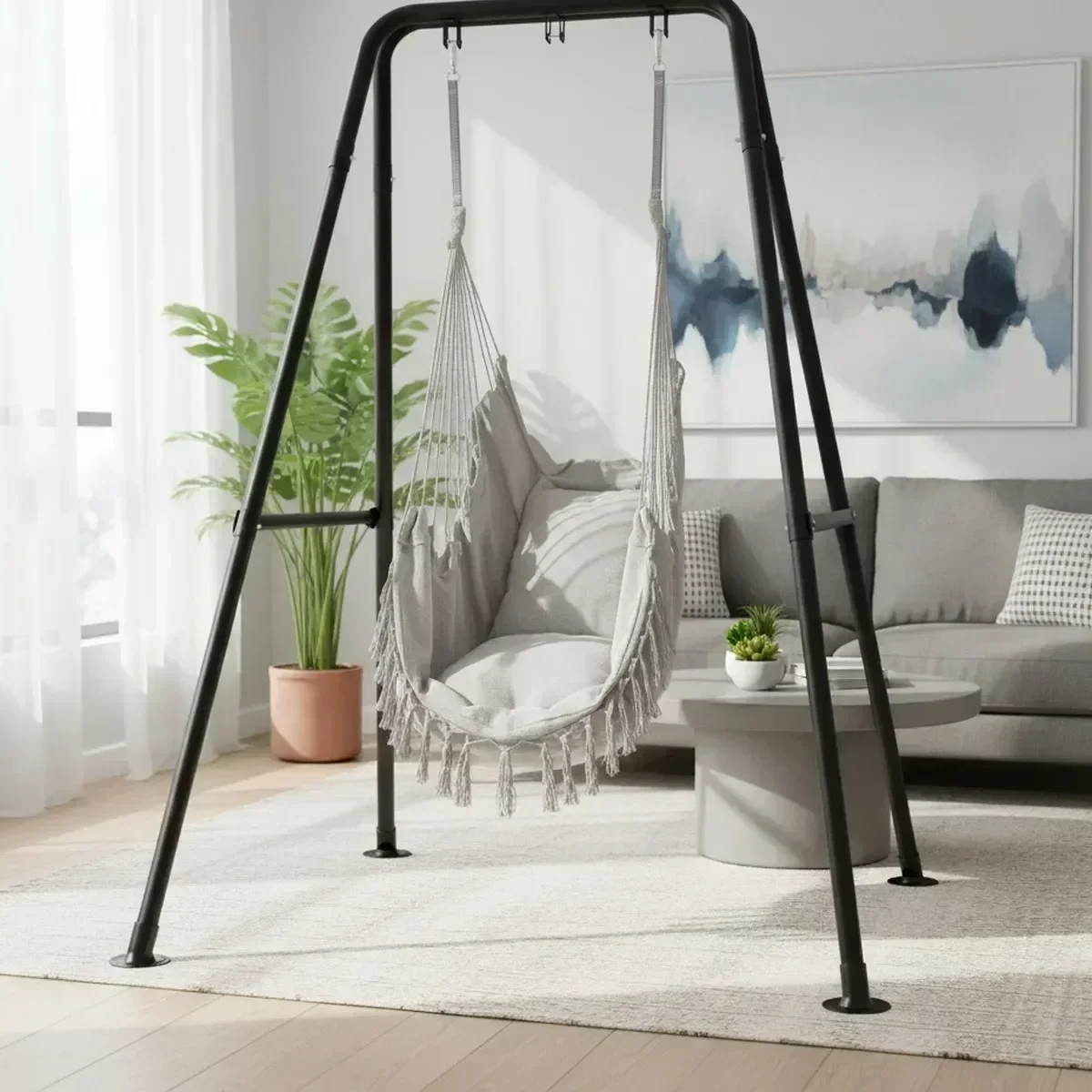 Hammock With Stand - Hochbelastbarer A-Rahmen-Hängesesselständer 300 lbs Beschichtete Oberfläche